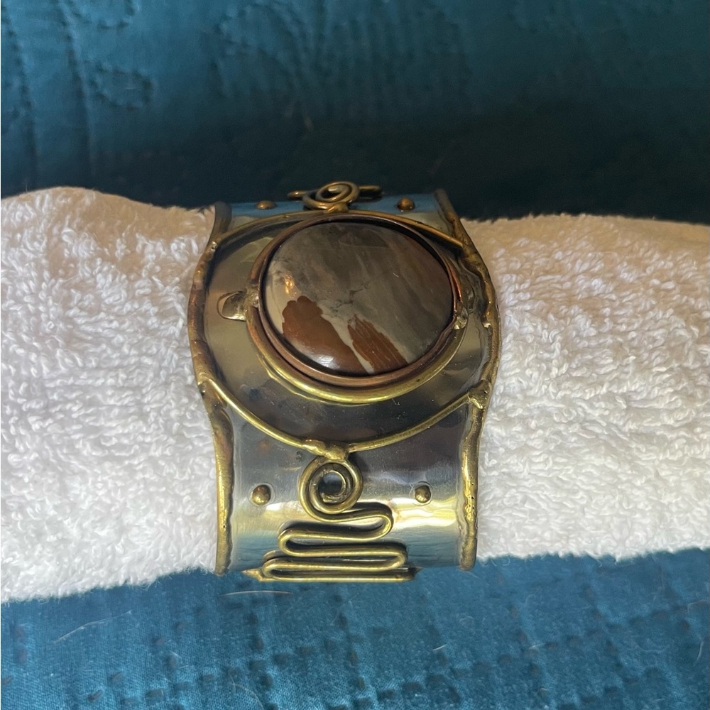 Gold and Brown Steampunk Cuff Bracelet
